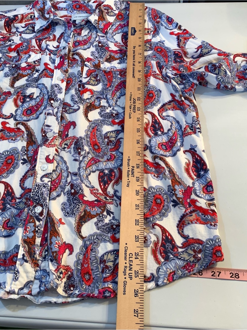 Liz Claiborne White Button-Down Shirt with Red, Blue & Brown Paisley size XL - Picture 4 of 6